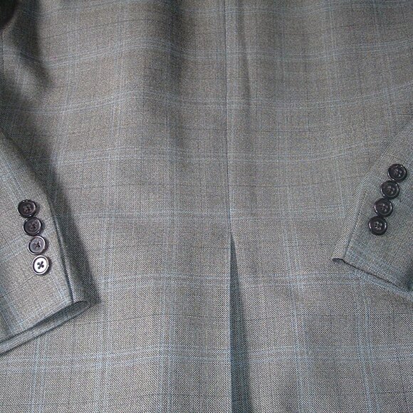 Lauren Ralph Lauren 52% Silk 48% Wool Mens Blazer Sport Coat 44R Gray/Blue Plaid - Picture 11 of 12